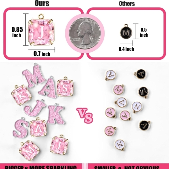 Pink Initial Set Of Straw Cover Accessories| Stanley Charms - Picture 5 of 5